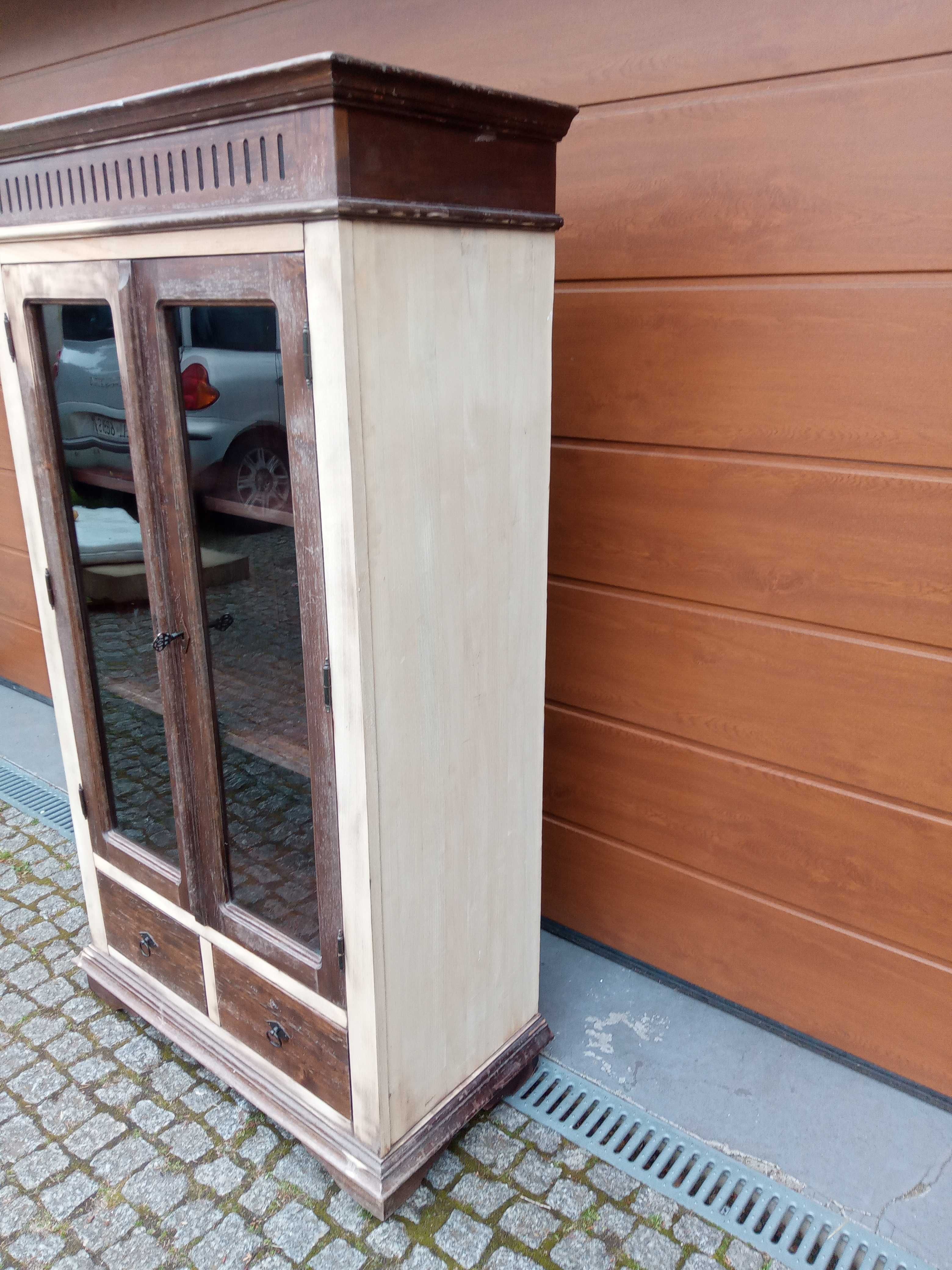 Bieliźniarka witryna szafka biblioteczka drewniana solidna stylizowana
