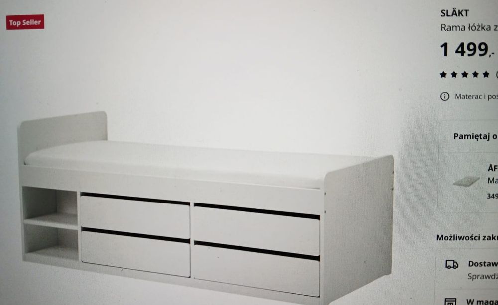 Łóżko młodzieżowe Ikea Slakt