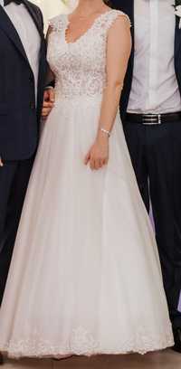 Przepiękna Suknia ślubna 38 M kolor ivory