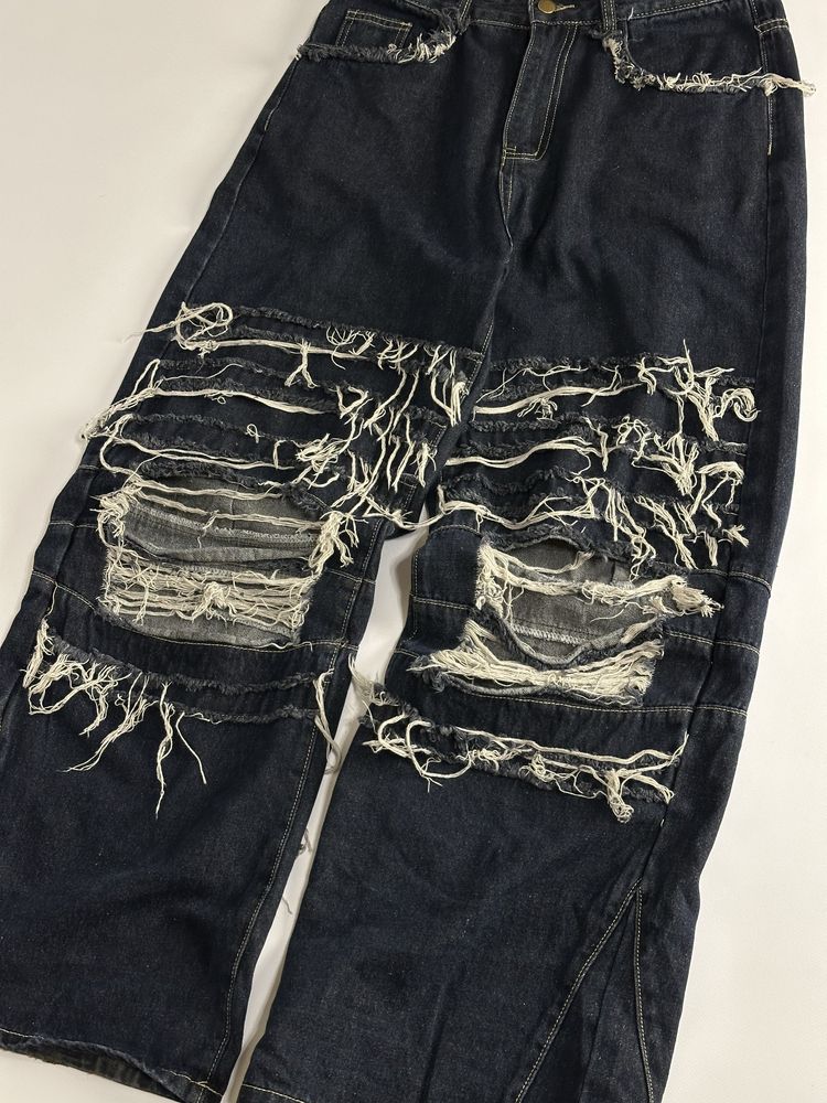 Джинсы рваные opium archive custom distressed синие кастом сині джинси