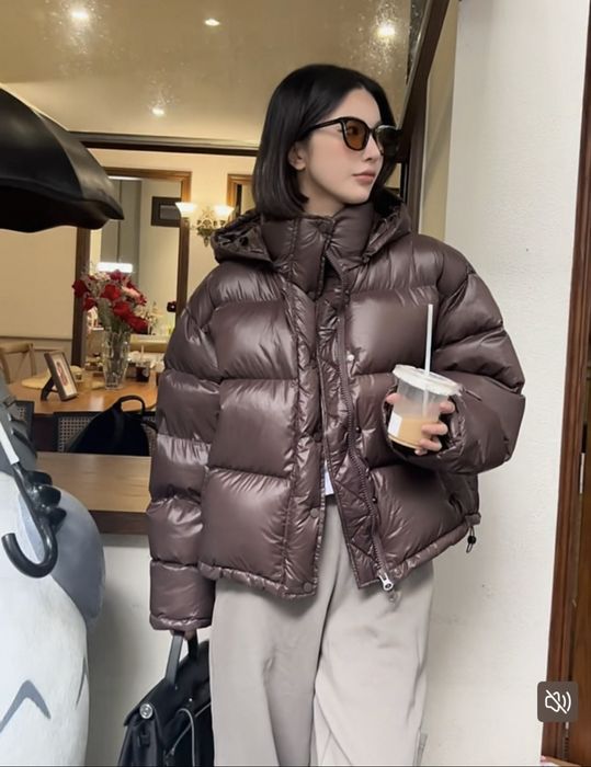 Пуховик шоколадний, натуральний пух! Зима S/M