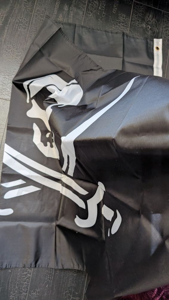 Большой черный пиратский флаг 90 х 150 pirates пираты череп корабль