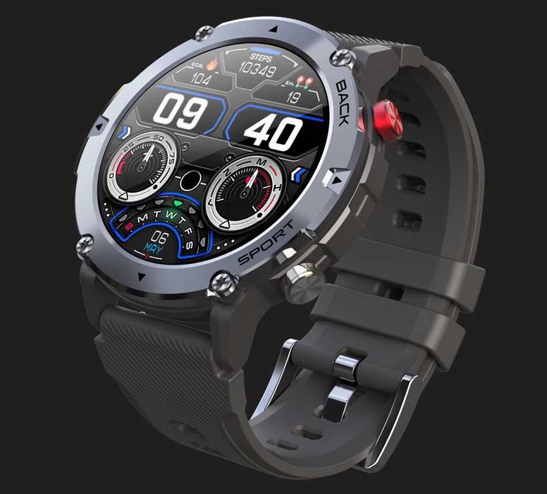 Wojskowy Zegarek Męski Smartwatch Pulsometr Rozmowy PL METALOWY