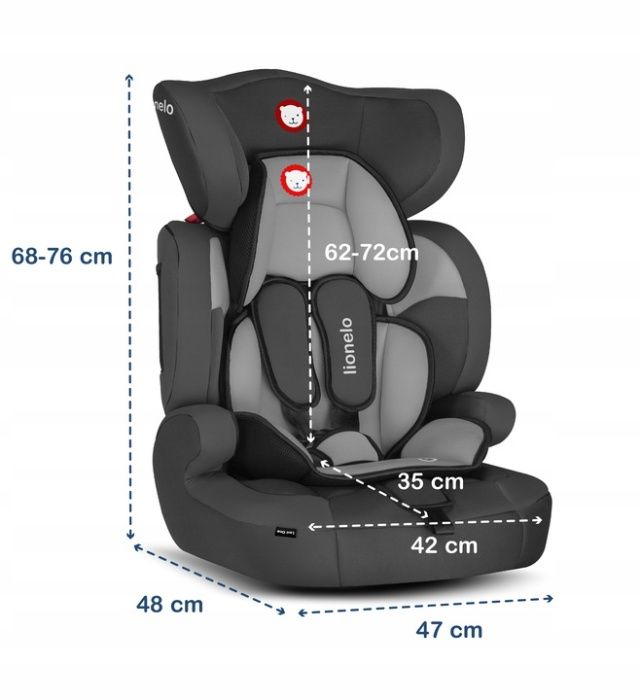 Fotelik samochodowy Levi One Black 9-36kg regulowany zagłówek