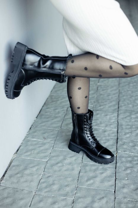 Черевики зимові жіночі (блискуча шкіра, 11 люверсів) |(23.0;23.5;24.0)