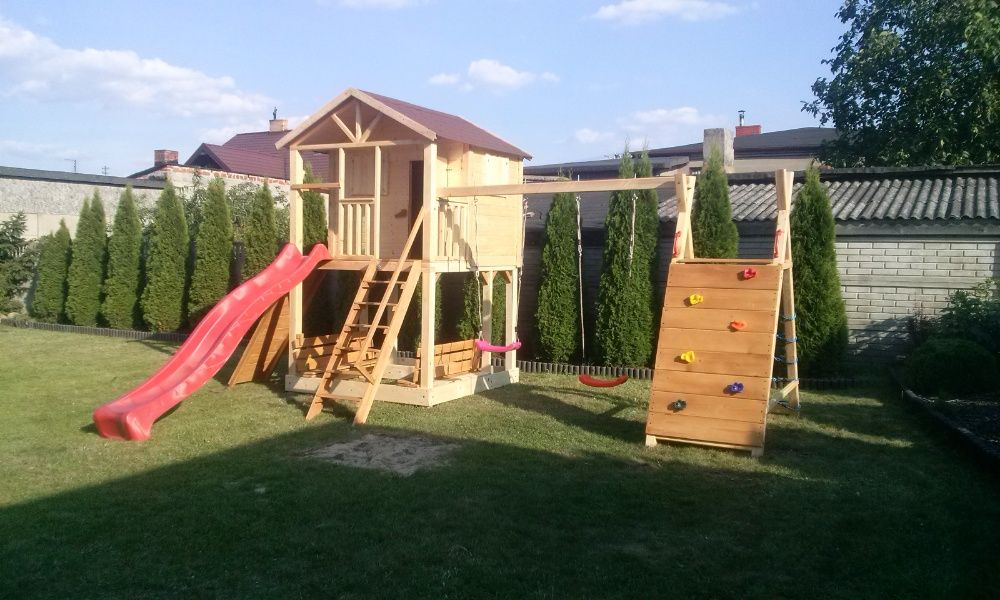 Domek ogrodowy dla dzieci plac zabaw zjeżdżalnia