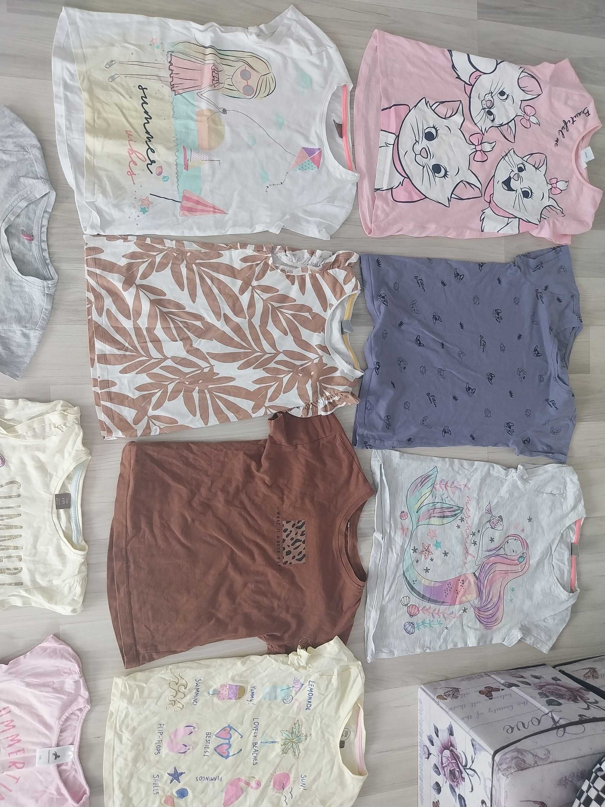 Zestaw koszulki t-shirt krótki rękaw rozmiar 134 dziewczynka