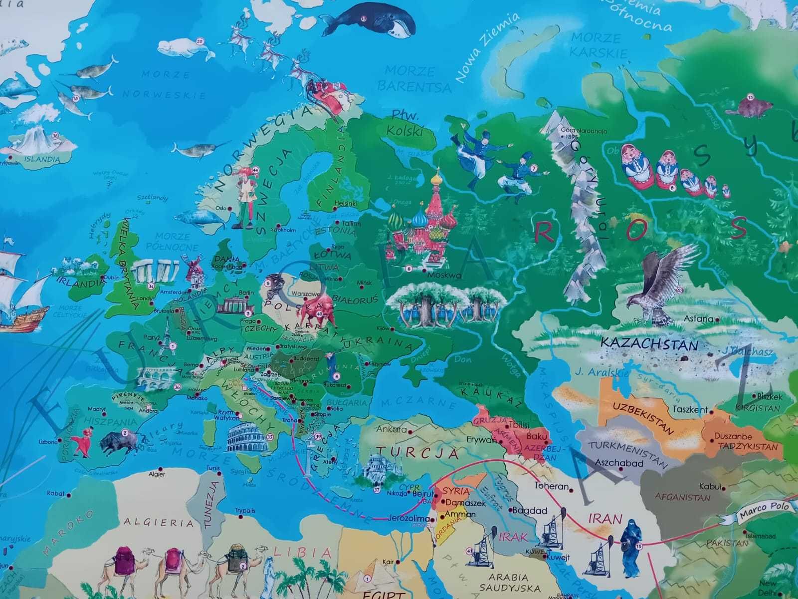 SUPER ścienna mapa małego odkrywcy, DUŻA, czytelna,  100x145