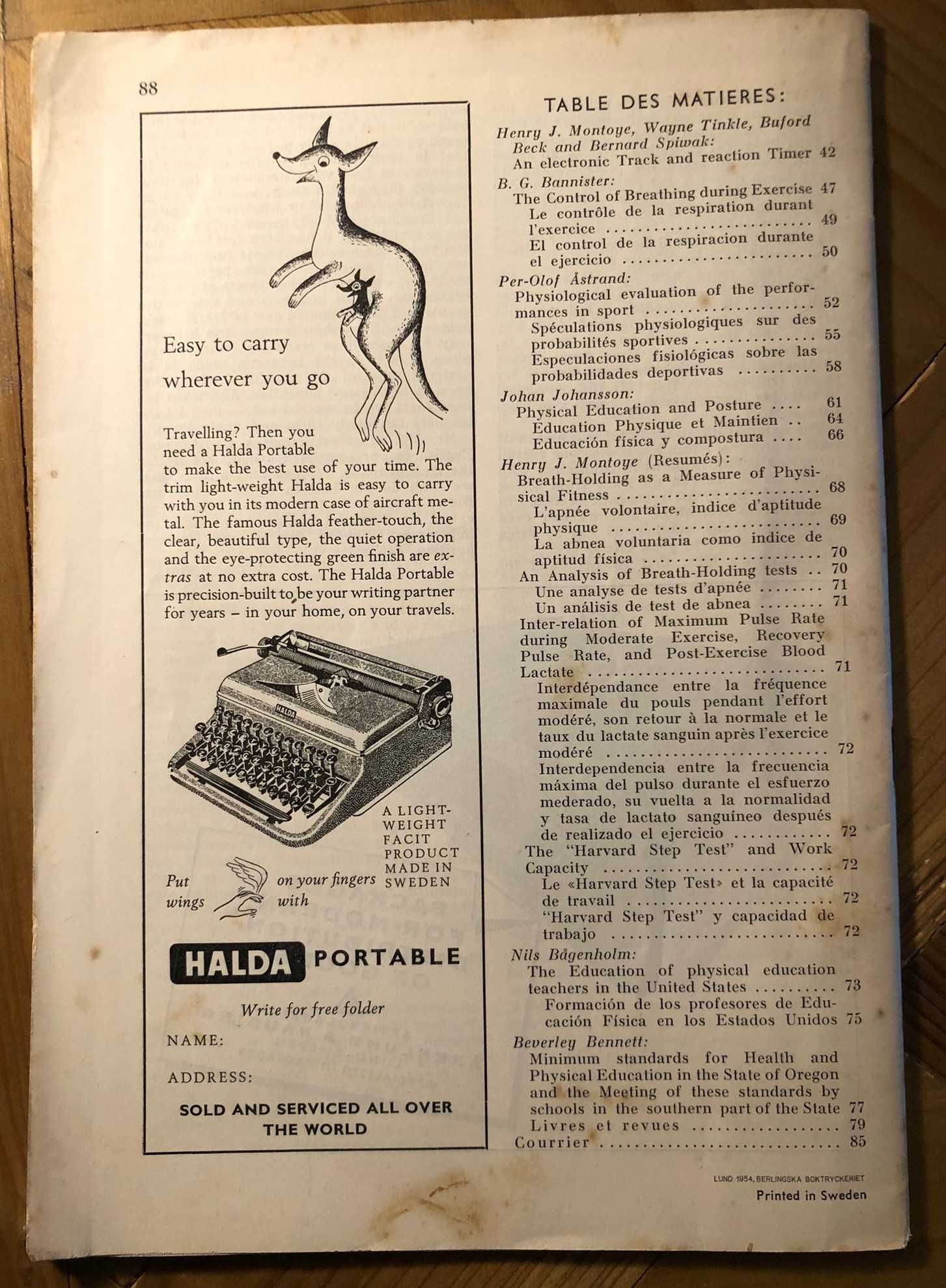 FIEP Bulletin: “Education Physique et la Science” - 1954