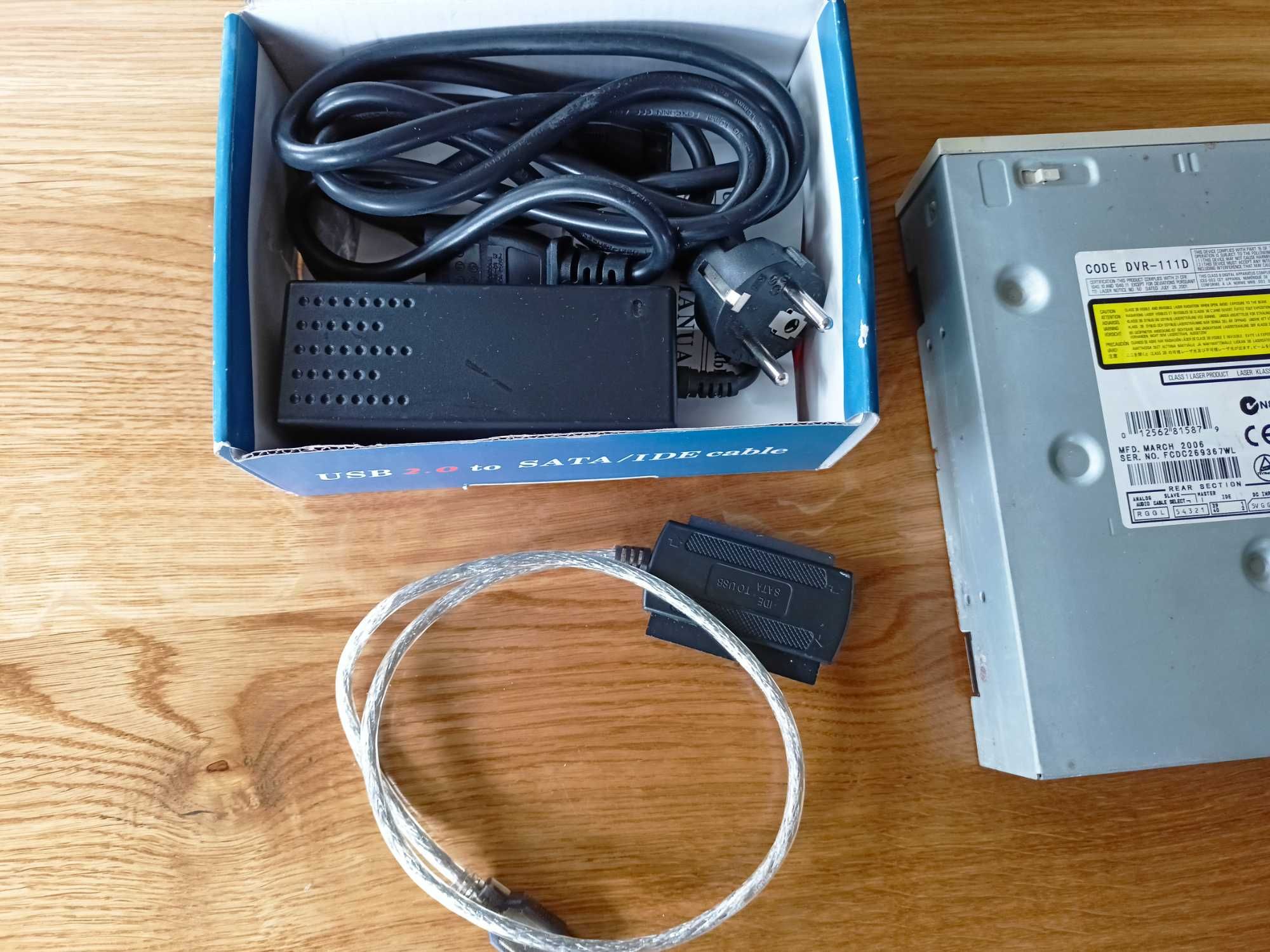 pioneer DVR-111D nagrywarka + zasilacz + adapter IDE SATA/ATA