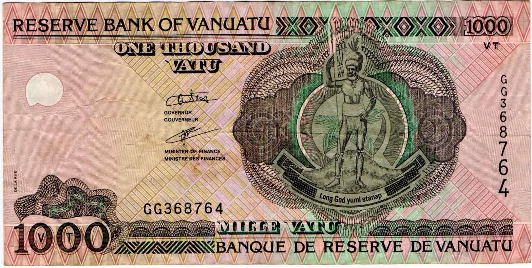 VANUATU 2002-P10b-1000 vatu VF! Gratis wysyłka!