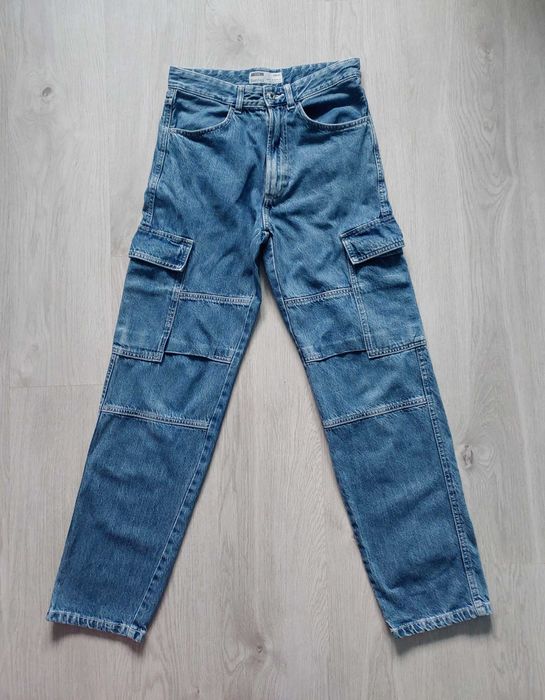 XS spodnie jeansy jeans damskie dżinsy carga denim bershka