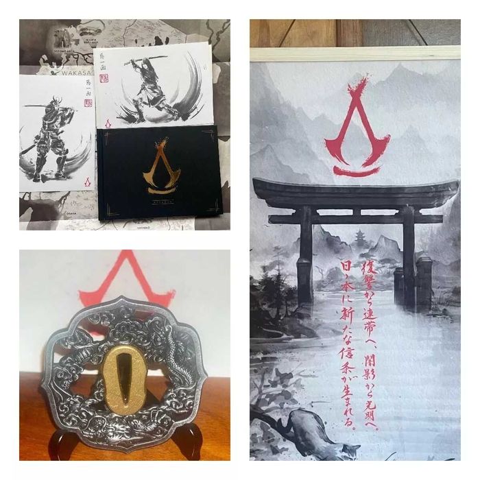Wiszący zwój Tsuba katany Artbook Mapa z Assassin’s Creed Shadows Nowe