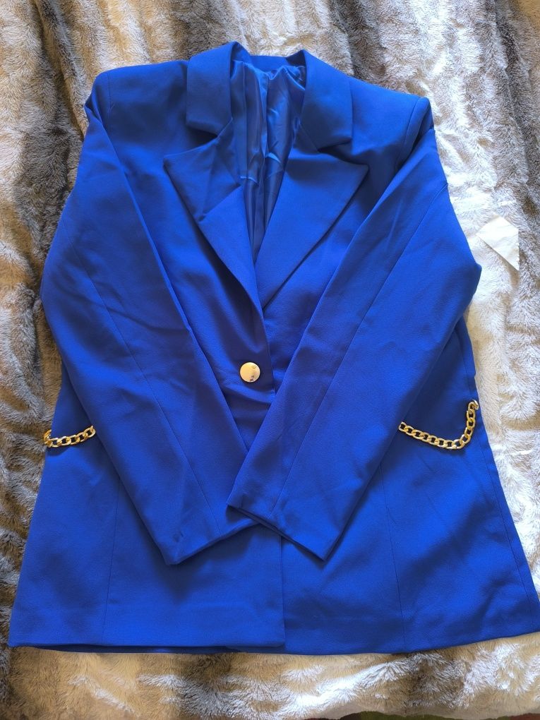 Blazer forrado azul novo L