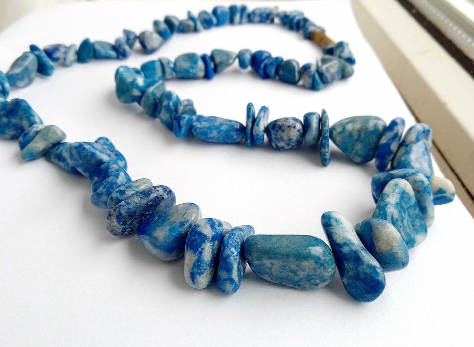 Намисто з натурального лазуриту. Буси вінтажні. 79,34 г.