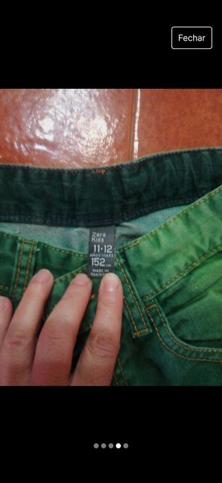 Calças de ganga verde, 11 /12 anos, Zara kids.