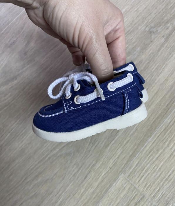 Брендові текстильні дитячі сині хакі кеди  12 16 17