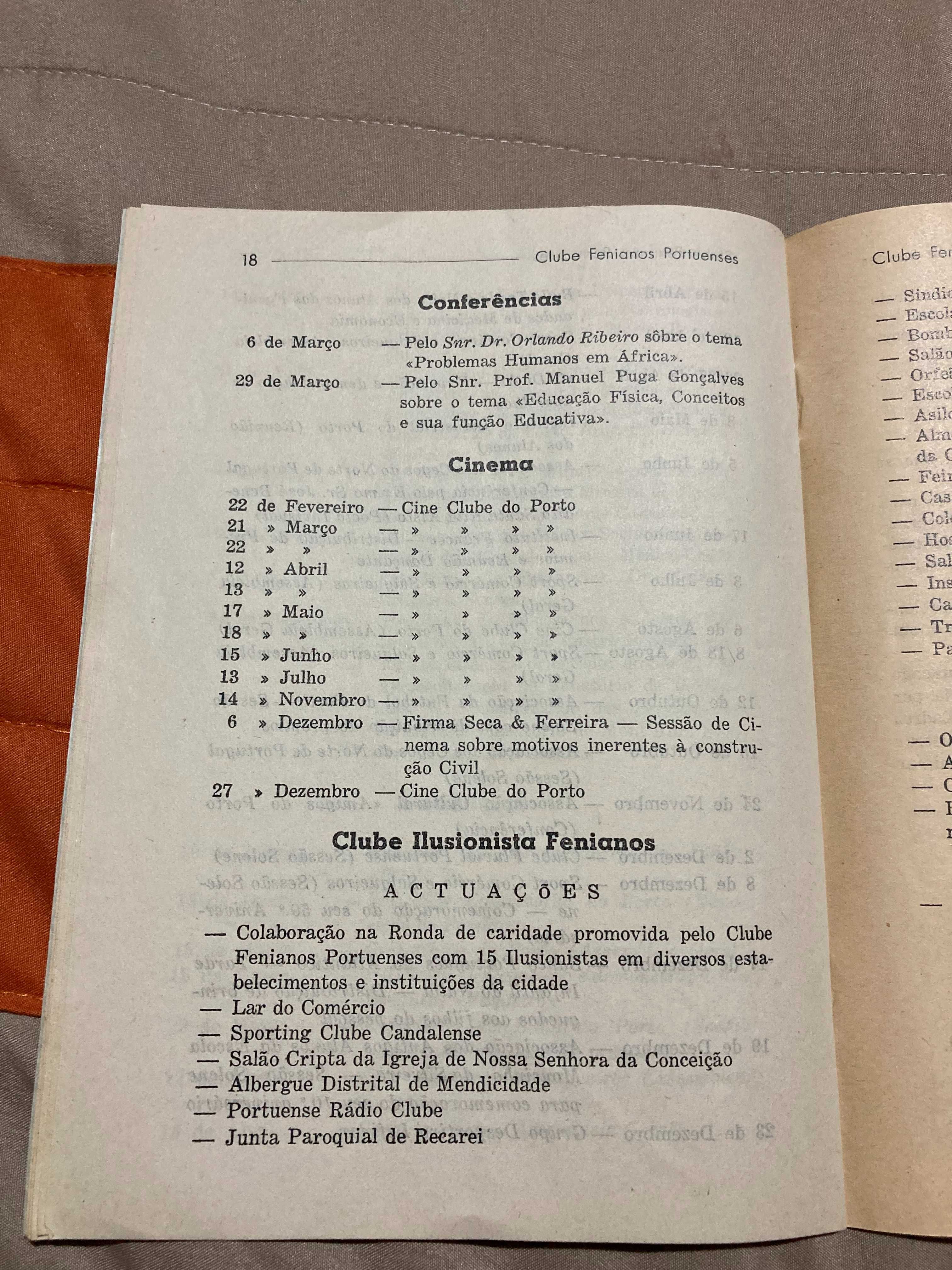 Clube Fenianos Portuenses 1961 Relatório e Contas