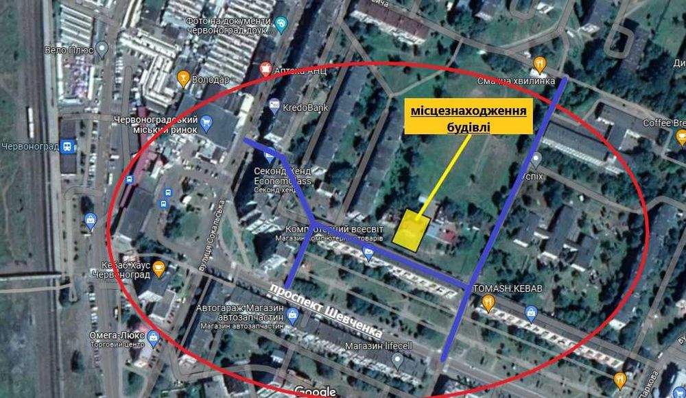 Нежитлова будівля, площею  1080, 4 кв.м. у м. Шептицький