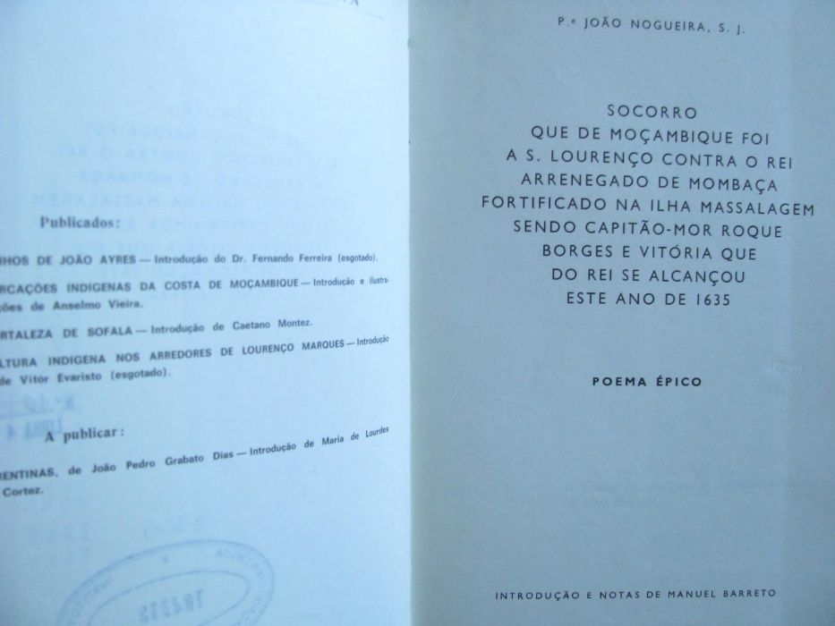 Padre João Nogueira, s.j. - Socorro que de Moçambique foi a S. Lourenç