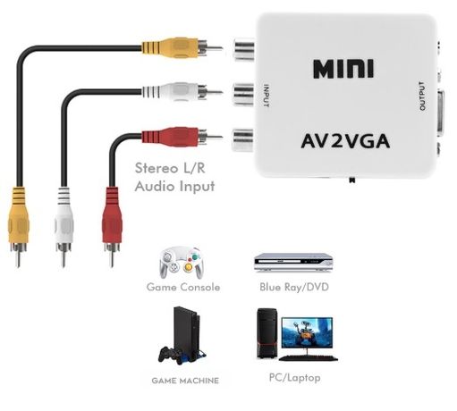 AV2VGA видео конвертер AV-RCA-CVBS к VGA с 3,5 мм аудио
