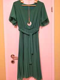 Sukienka zielona plisowana rozmiar M pasek + gratis