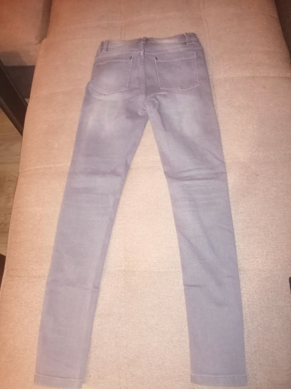 Dziewczęce spodnie dżinsowe, kolor szary, rozmiar 158 cm