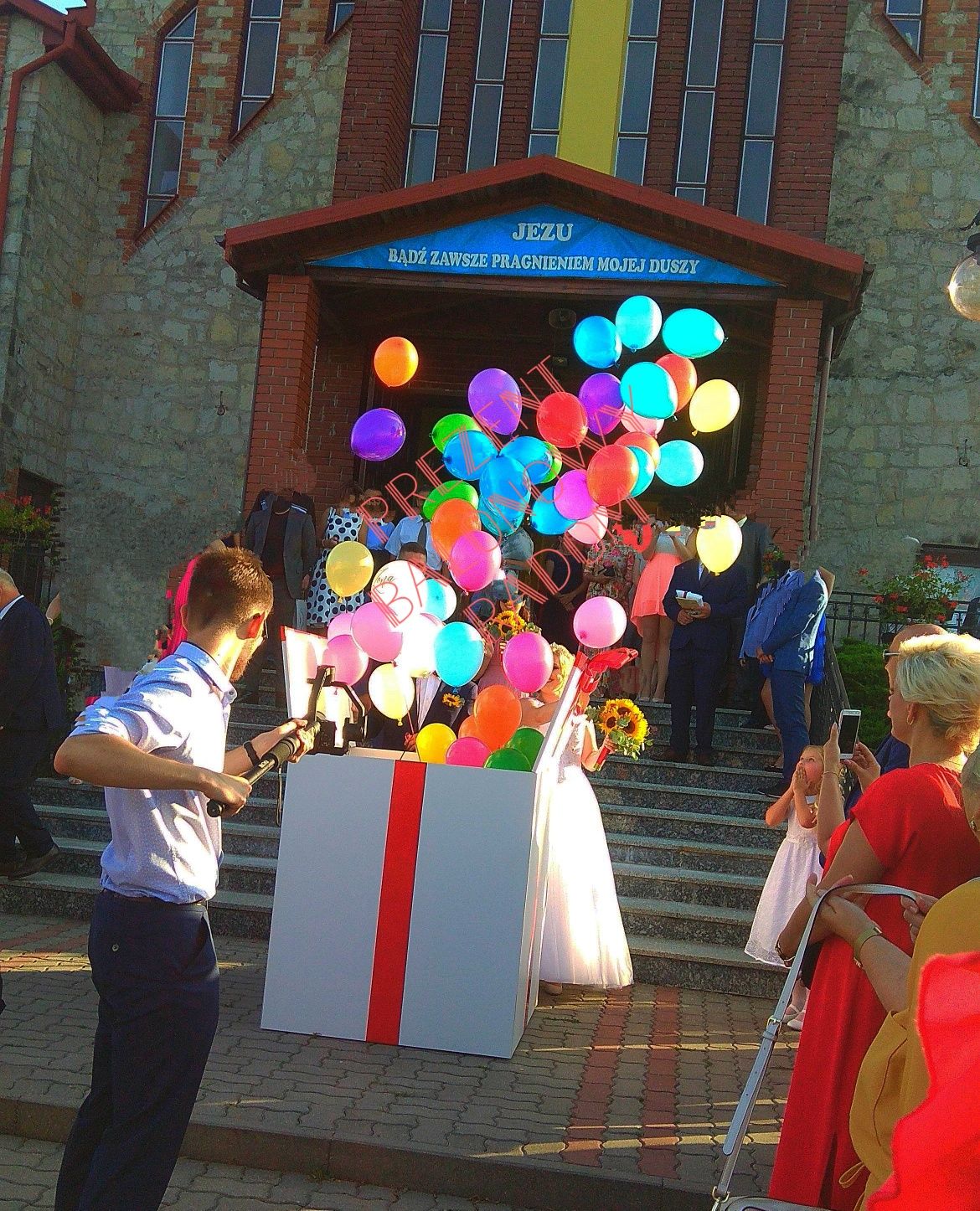 Niesamowite Pudło Prezent Balonowy z helem na Ślub-Wesele-180szt