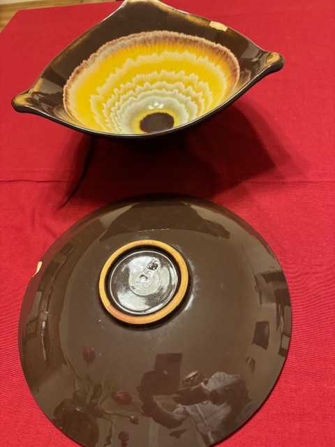 Komplet na owoce patera i talerz ceramika Pikasiak antyk lata 1960/70