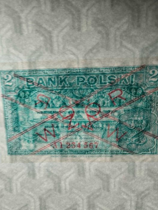 arkusz z banknotami 2 zł WZÓR - RZĄD NA UCHODZCTWIE - LONDYN 1939