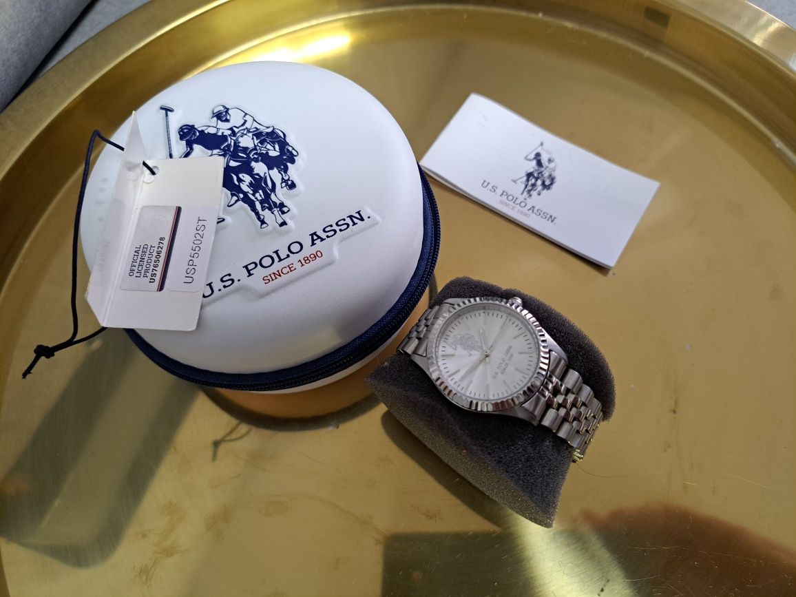 Zegarek srebrny  u.s. polo assn pasek damski