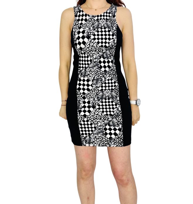 Czarno-biała sukienka bez rękawów XS 34