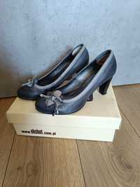 Eleganckie buty skórzane na obcasie damskie Eksbut 39