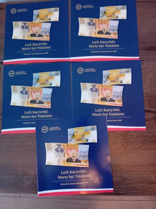 20 zł banknot Lech Kaczyński "Warto być Polakiem", sztuk 5
