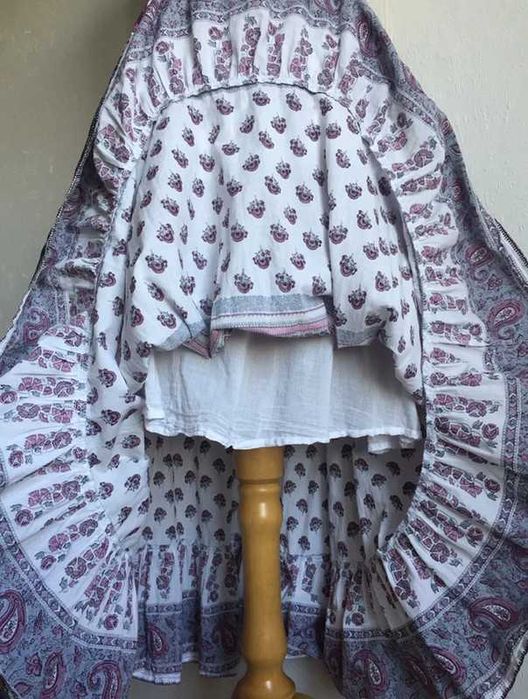 Długa biała rozkloszowana spódnica L XL Bonprix 100% bawełna boho folk