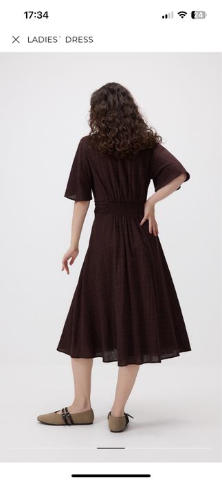 Сукня міді літня RESERVED шоколадна з бавовни, плаття жіноче