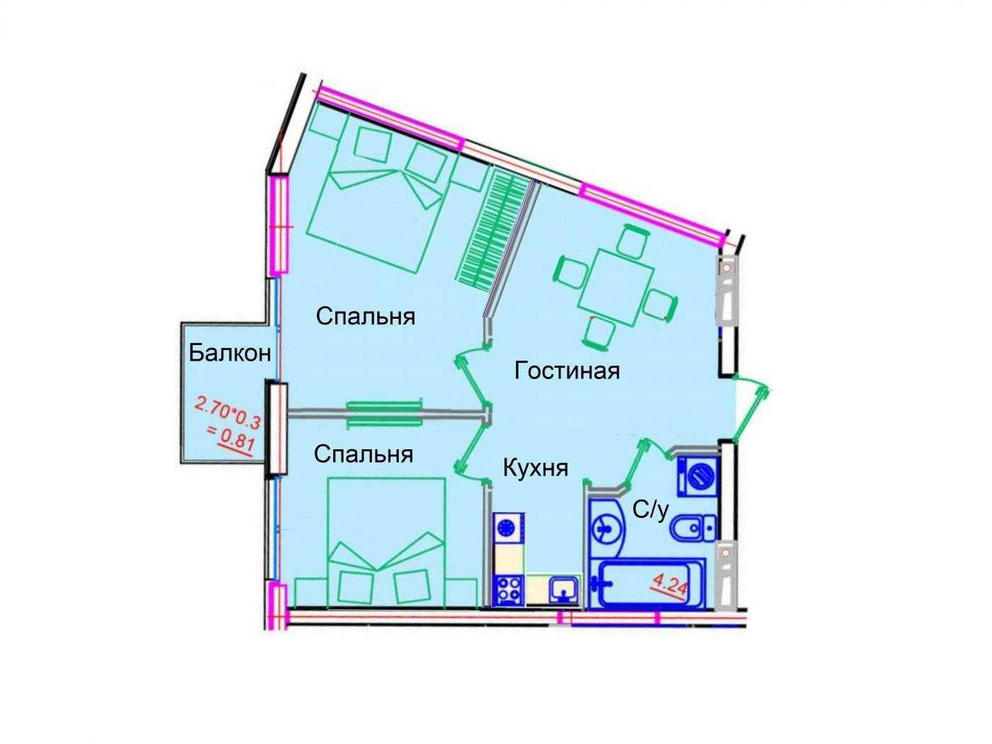 1к квартира 46м² в центре Одессы ЖК ITown улица Софиевская, море, парк