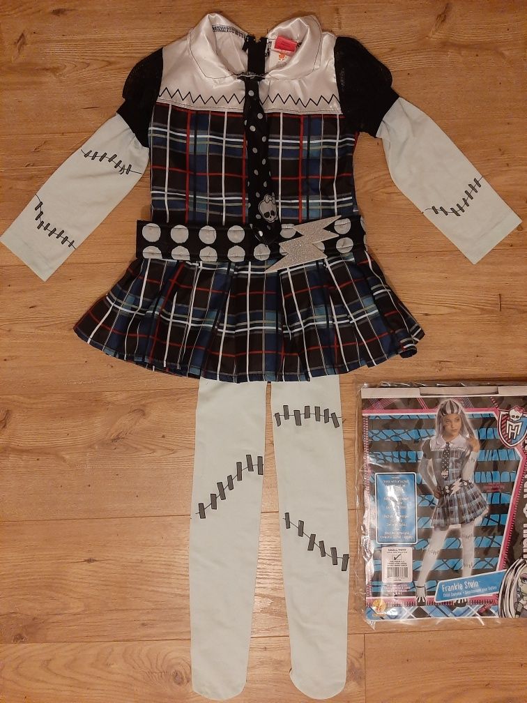 Strój Monster High kostium Franke Stein sukienka trup mroczna lalka 98