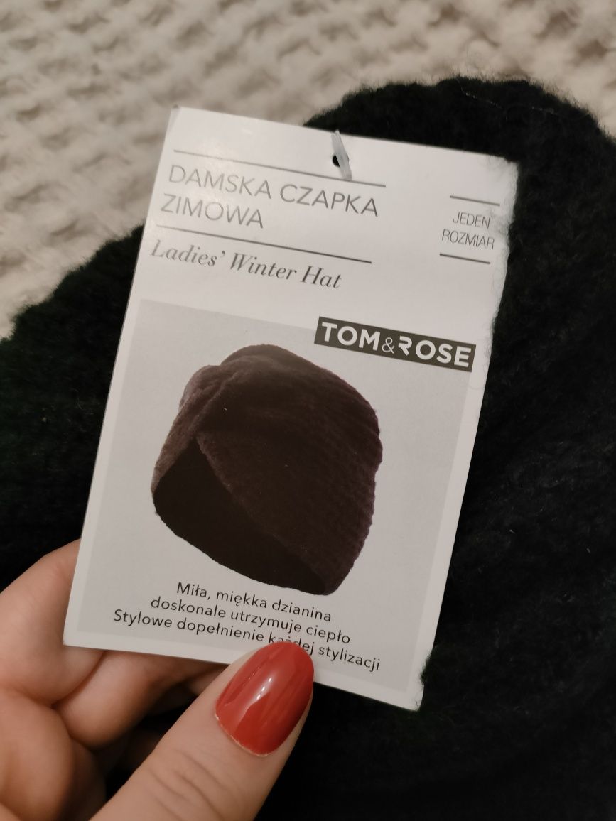 Czapka damska zimowa turban czarna Tom&Rose