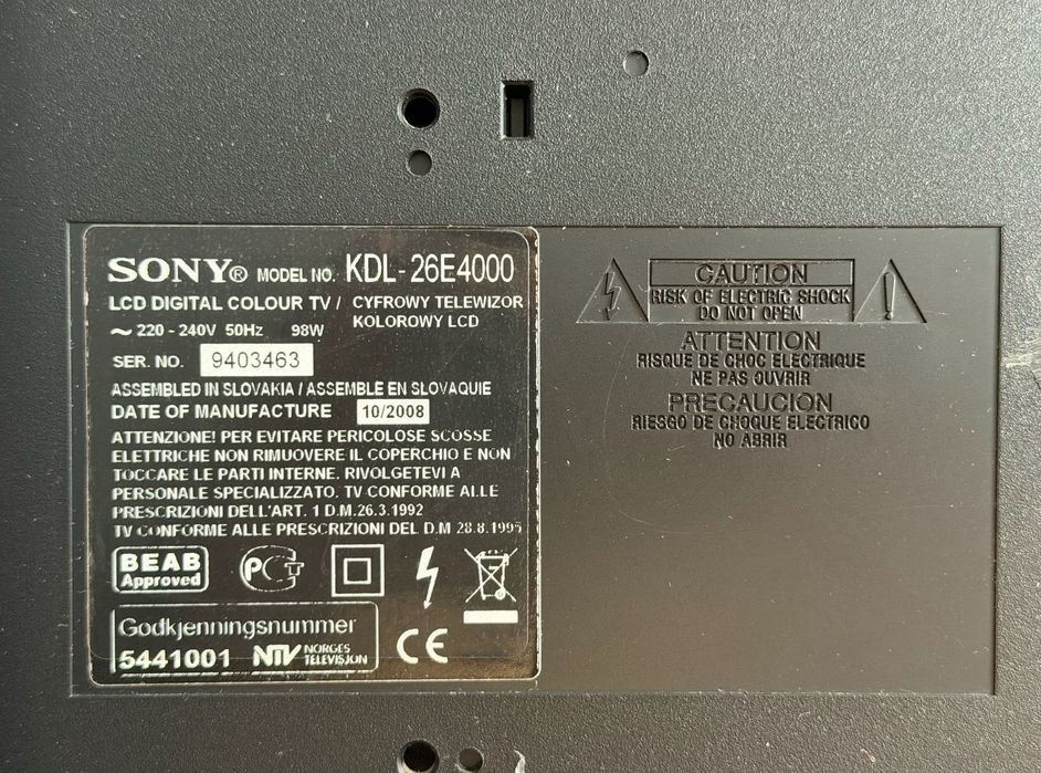 Telewizor SONY Bravia KDL-26E4000 + dekoder Ariva T75 + pilot