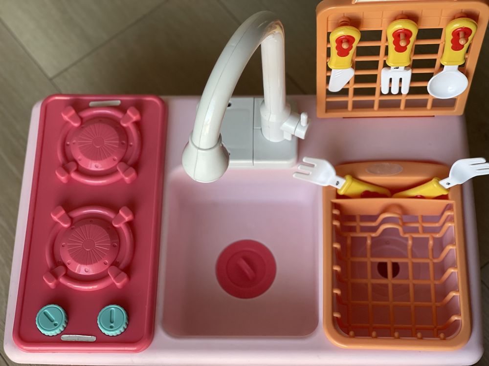 Кухня мойка кран плита с посудкой игрушки детские