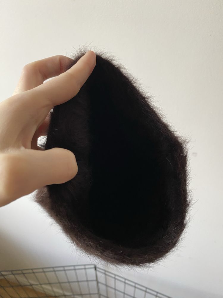 80% angora wełniana puszysta czapka cze toczek