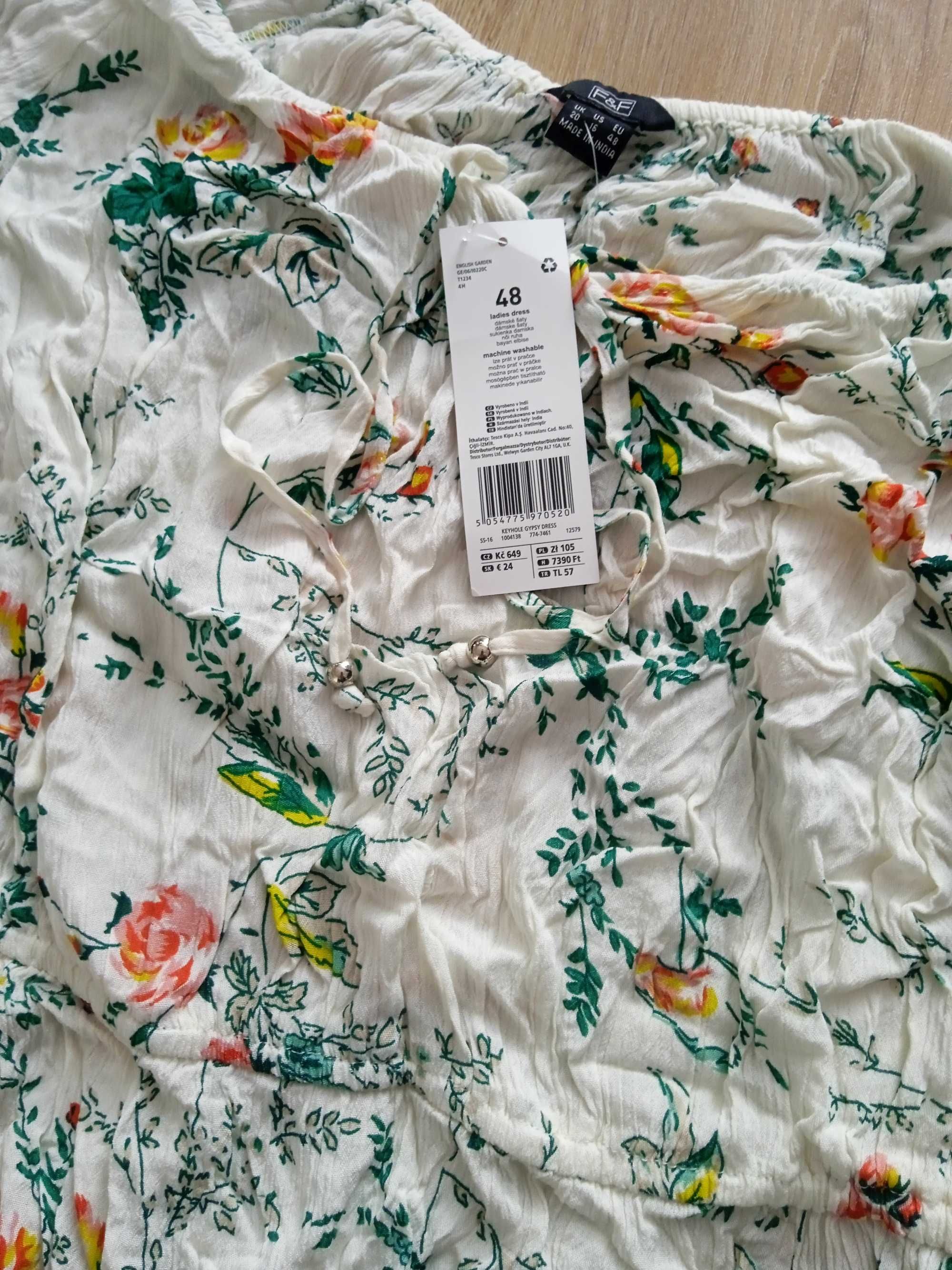 Nowa z metką modna sukienka F&F w kwiaty floral r.48