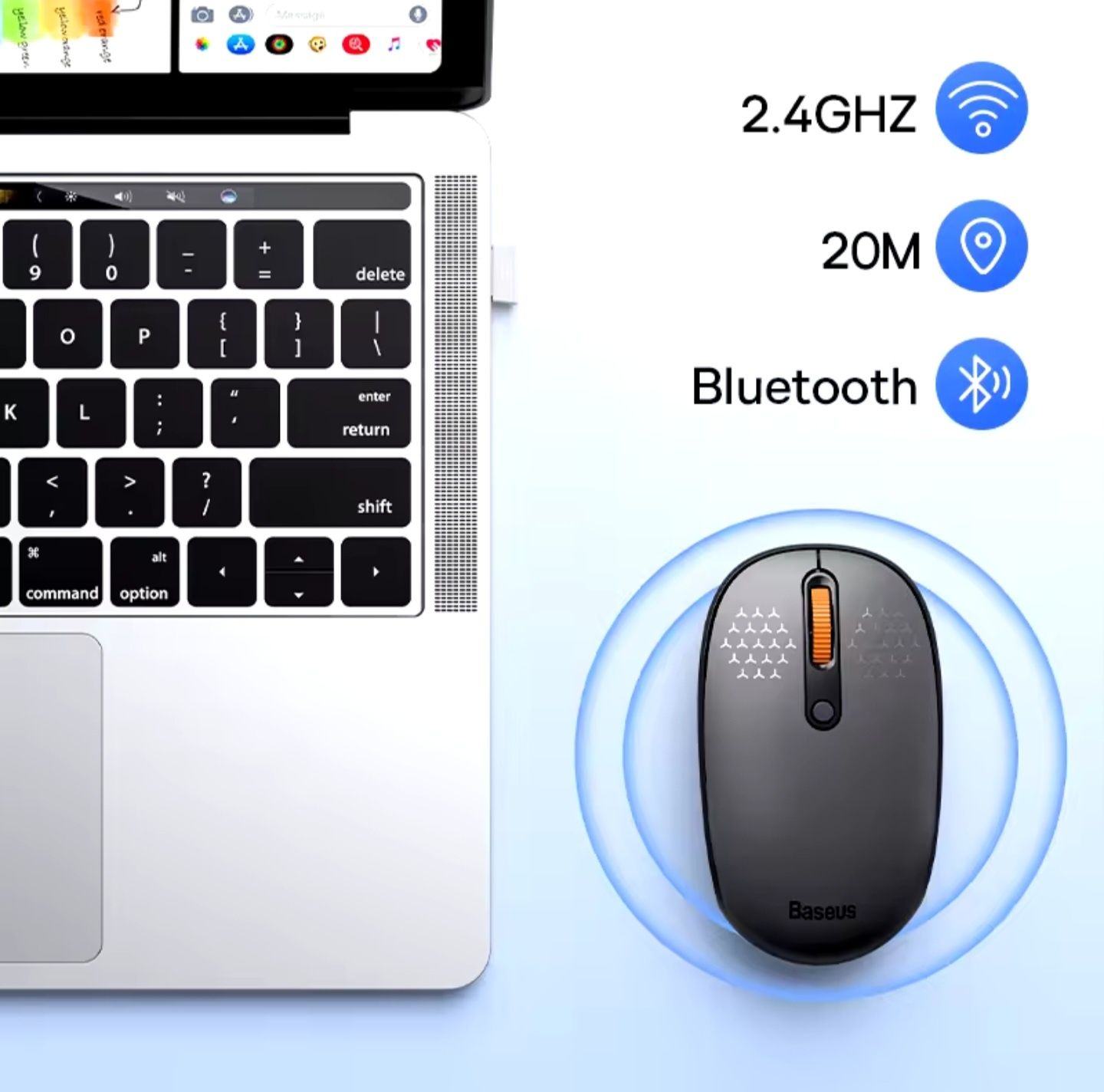 Mysz Myszka bezprzewodowa Baseus F01B Bluetooth WiFi 1600 DPI Szara