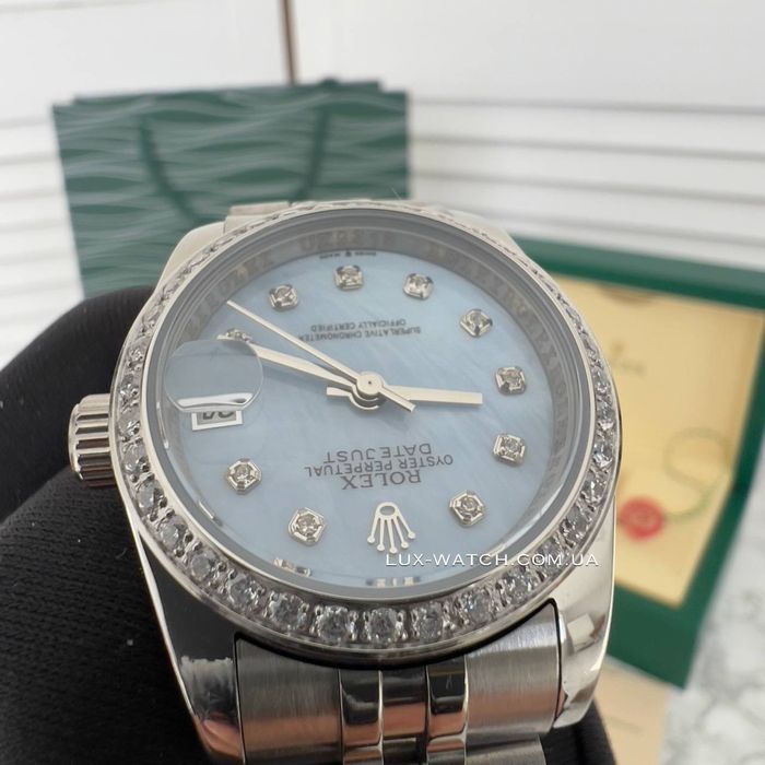Часы женские Rolex Datejust Diamond Silver-Blue