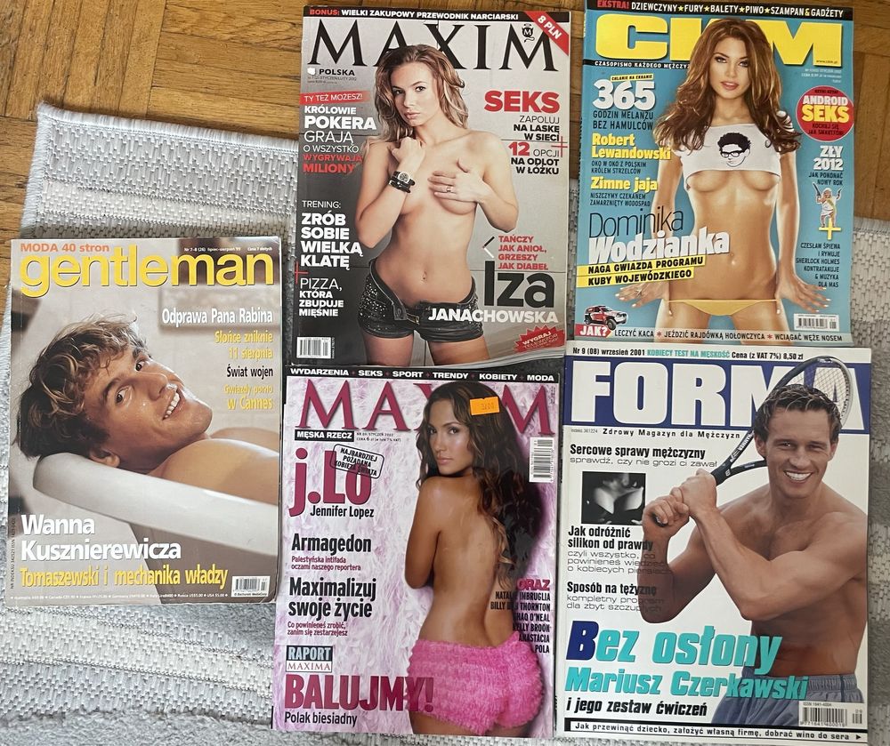Czasopisma dla mezczyzn lata 2000 Maxim, CKM, Mens Health 10 szt