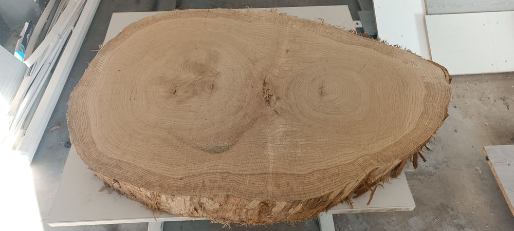 Krążek plaster blat 70 x 50 cm dębowy dąb stolik kawowy stół monolit