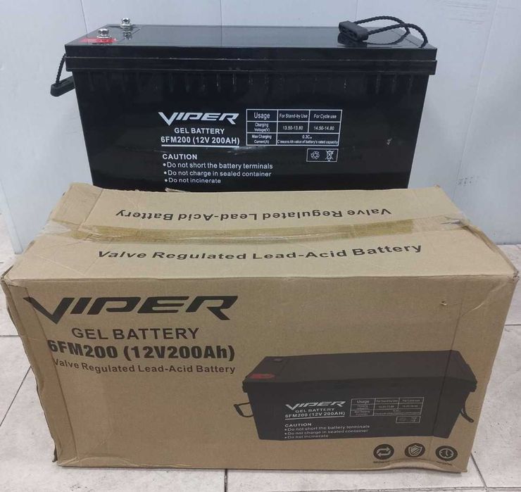Гелевый аккумулятор Viper 6FM200 12V 200Ah Гелиевый АКБ 100/200Ah