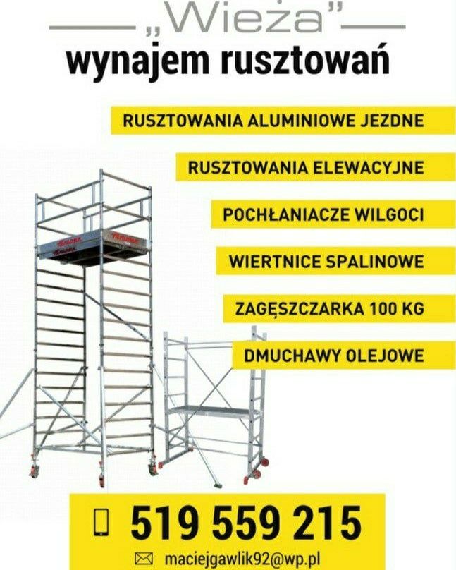 Wynajem rusztowań aluminiowych jezdnych i elewacyjnych