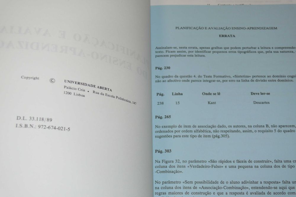 Livro - Planificação e Avaliação do Ensino-Aprendizagem